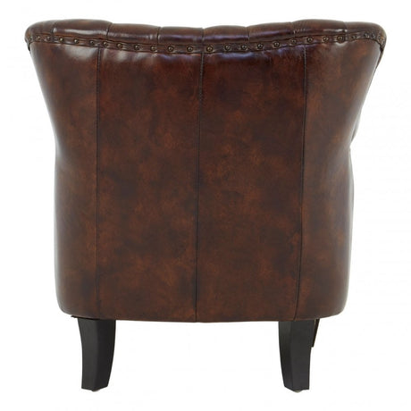 Victor Winged Brown Leather Armchair, Brown