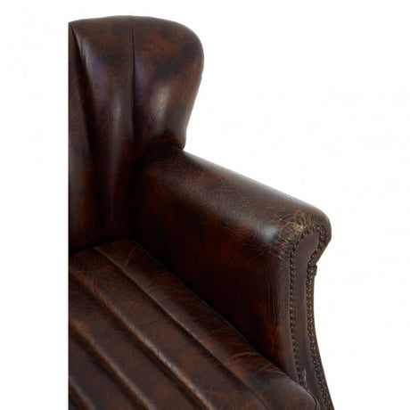 Victor Winged Brown Leather Armchair, Brown