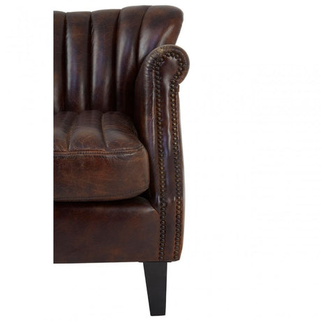 Victor Winged Brown Leather Armchair, Brown