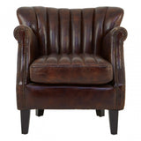 Victor Winged Brown Leather Armchair, Brown