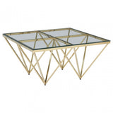 Allure Gold Finish Spike Coffee Table, Gold