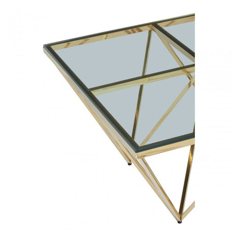 Allure Gold Finish Spike Coffee Table, Gold