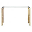 Allure Gold Finish Square Legs Console Table, Gold