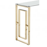 Allure Gold Finish Square Legs Console Table, Gold