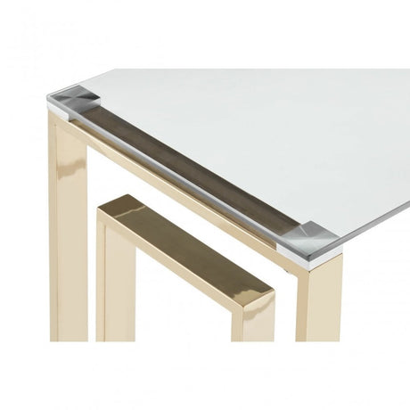 Allure Gold Finish Square Legs Console Table, Gold