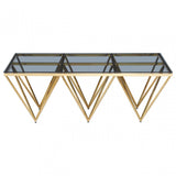 Allure Gold Spike Triangles Coffee Table, Gold