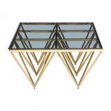 Allure Gold Spike Triangles Coffee Table, Gold