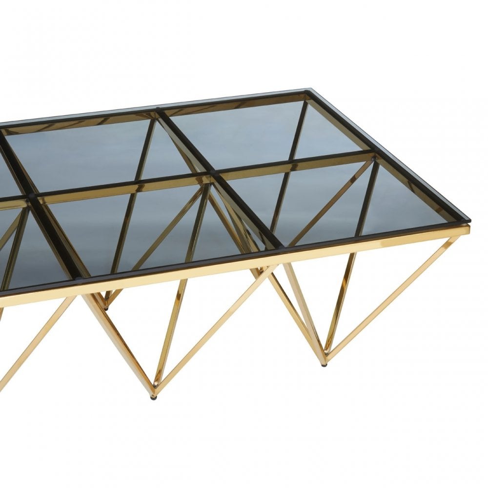 Allure Gold Spike Triangles Coffee Table, Gold