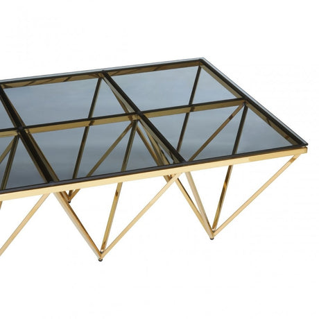 Allure Gold Spike Triangles Coffee Table, Gold