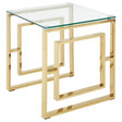 Allure Gold Finish Square Legs End Table, Gold