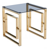 Allure Gold Finish Square Legs End Table, Gold