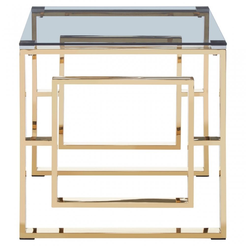 Allure Gold Finish Square Legs End Table, Gold