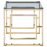 Allure Gold Finish Square Legs End Table, Gold