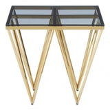 Allure Gold Finish Spike Legs End Table, Gold