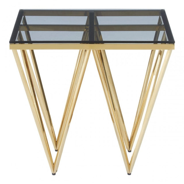 Allure Gold Finish Spike Legs End Table, Gold