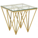 Allure Gold Finish Spike Legs End Table, Gold