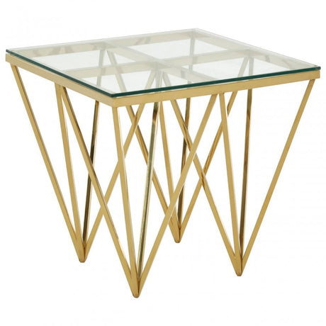 Allure Gold Finish Spike Legs End Table, Gold