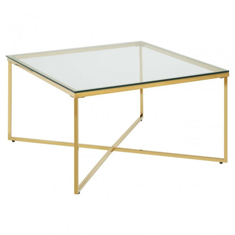 Allure Gold Finish Cross Base End Table, Gold