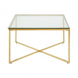 Allure Gold Finish Cross Base End Table, Gold