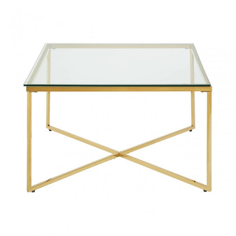 Allure Gold Finish Cross Base End Table, Gold