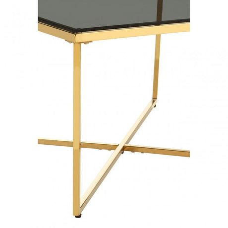 Allure Gold Finish Cross Base End Table, Gold