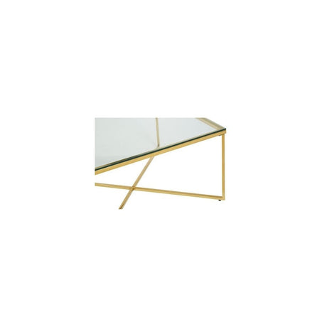 Allure Gold Finish Cross Base End Table, Gold