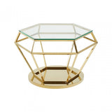 Allure Large Gold Finish Diamond End Table, Gold