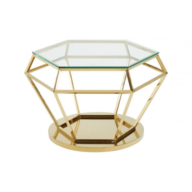 Allure Large Gold Finish Diamond End Table, Gold