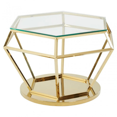 Allure Large Gold Finish Diamond End Table, Gold