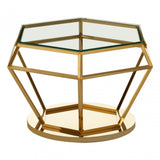 Allure Large Gold Finish Diamond End Table, Gold