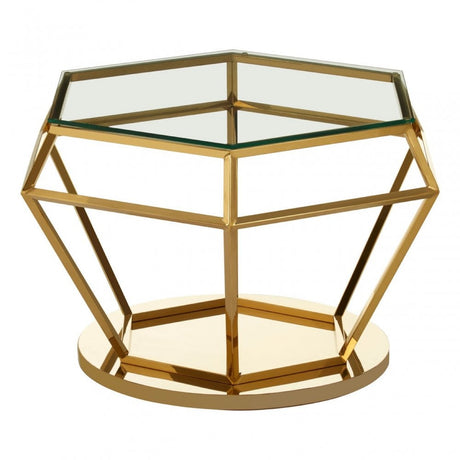 Allure Large Gold Finish Diamond End Table, Gold