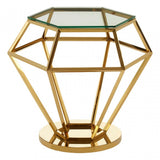 Allure Small Gold Finish Diamond End Table, Gold