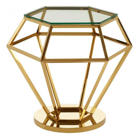 Allure Small Gold Finish Diamond End Table, Gold