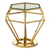 Allure Small Gold Finish Diamond End Table, Gold