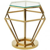 Allure Small Gold Finish Diamond End Table, Gold