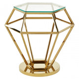 Allure Small Gold Finish Diamond End Table, Gold