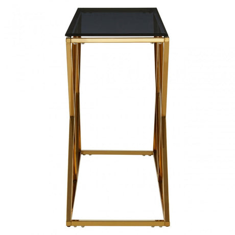 Allure Gold Finish Console Table, Gold