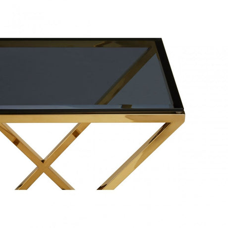 Allure Gold Finish Console Table, Gold