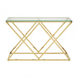 Allure Gold Finish Console Table, Gold