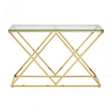 Allure Gold Finish Console Table, Gold