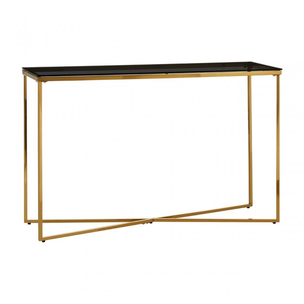 Allure Cross Base Console Table, Gold