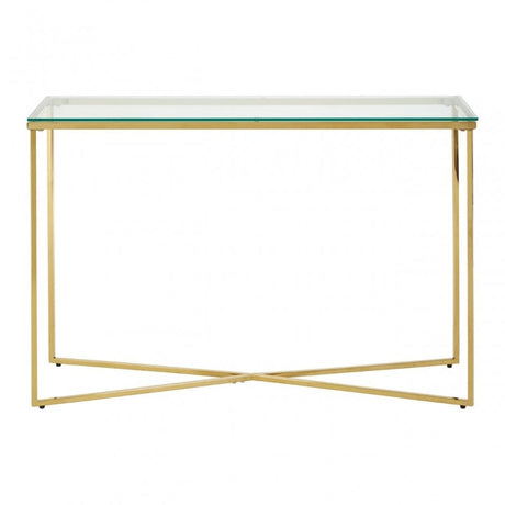 Allure Cross Base Console Table, Gold