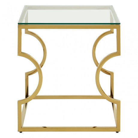 Allure Curved Frame End Table, Gold