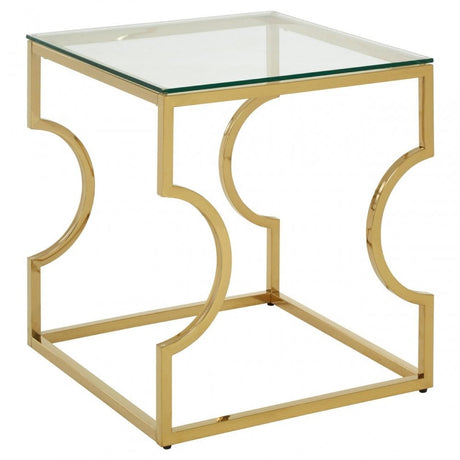 Allure Curved Frame End Table, Gold