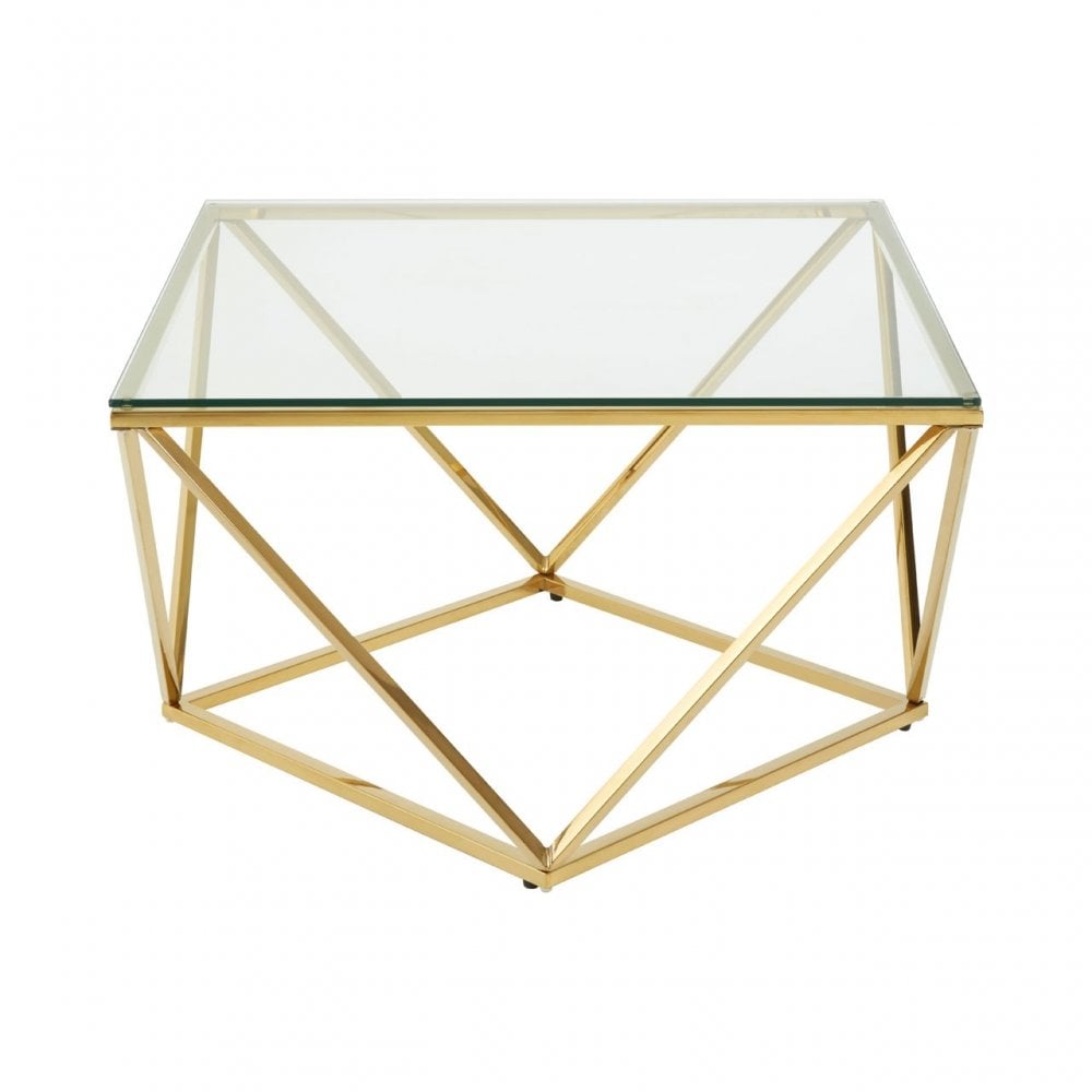 Allure Gold Finish Twist End Table, Gold