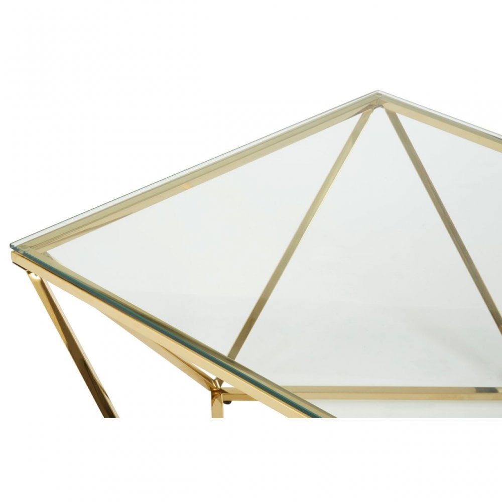 Allure Gold Finish Twist End Table, Gold