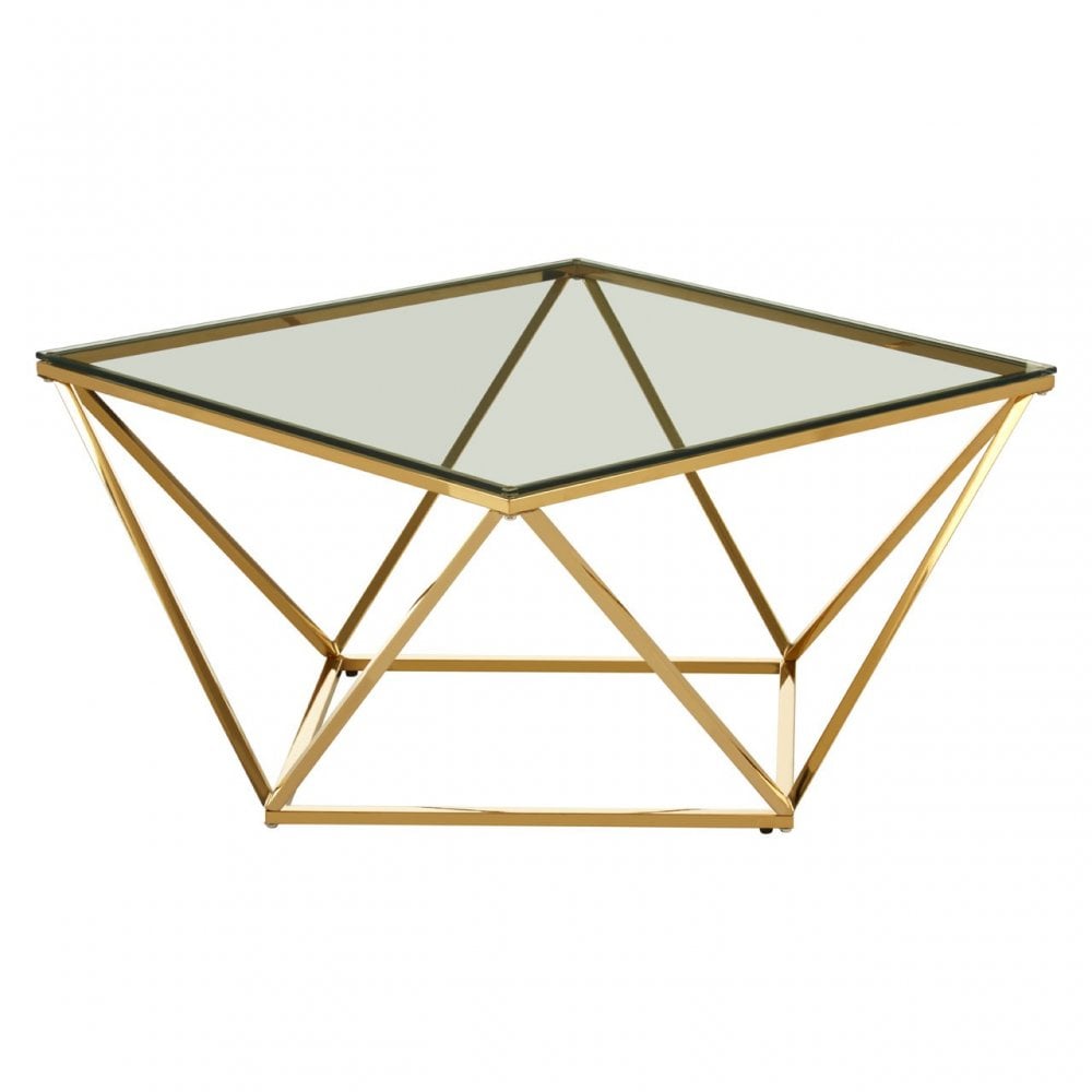 Allure Gold Finish Twist End Table, Gold