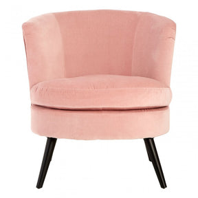 Round Light Pink Plush Velvet Armchair, Light Pink