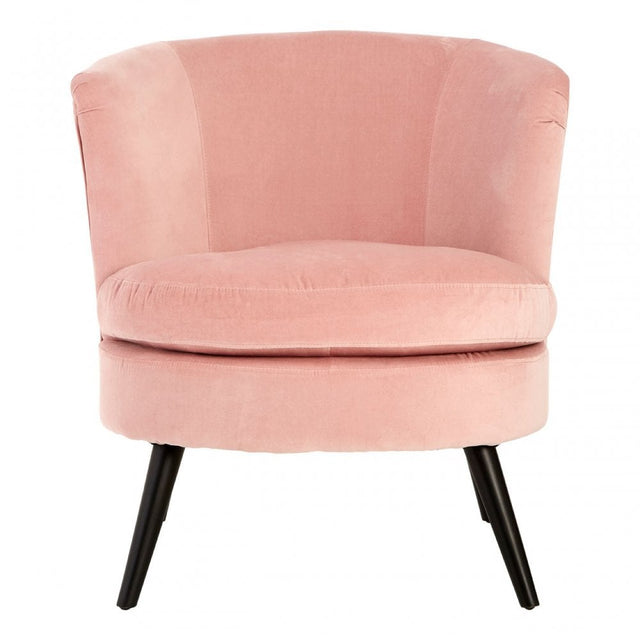 Round Light Pink Plush Velvet Armchair, Light Pink