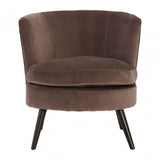 Round Grey Plush Velvet Armchair, Grey